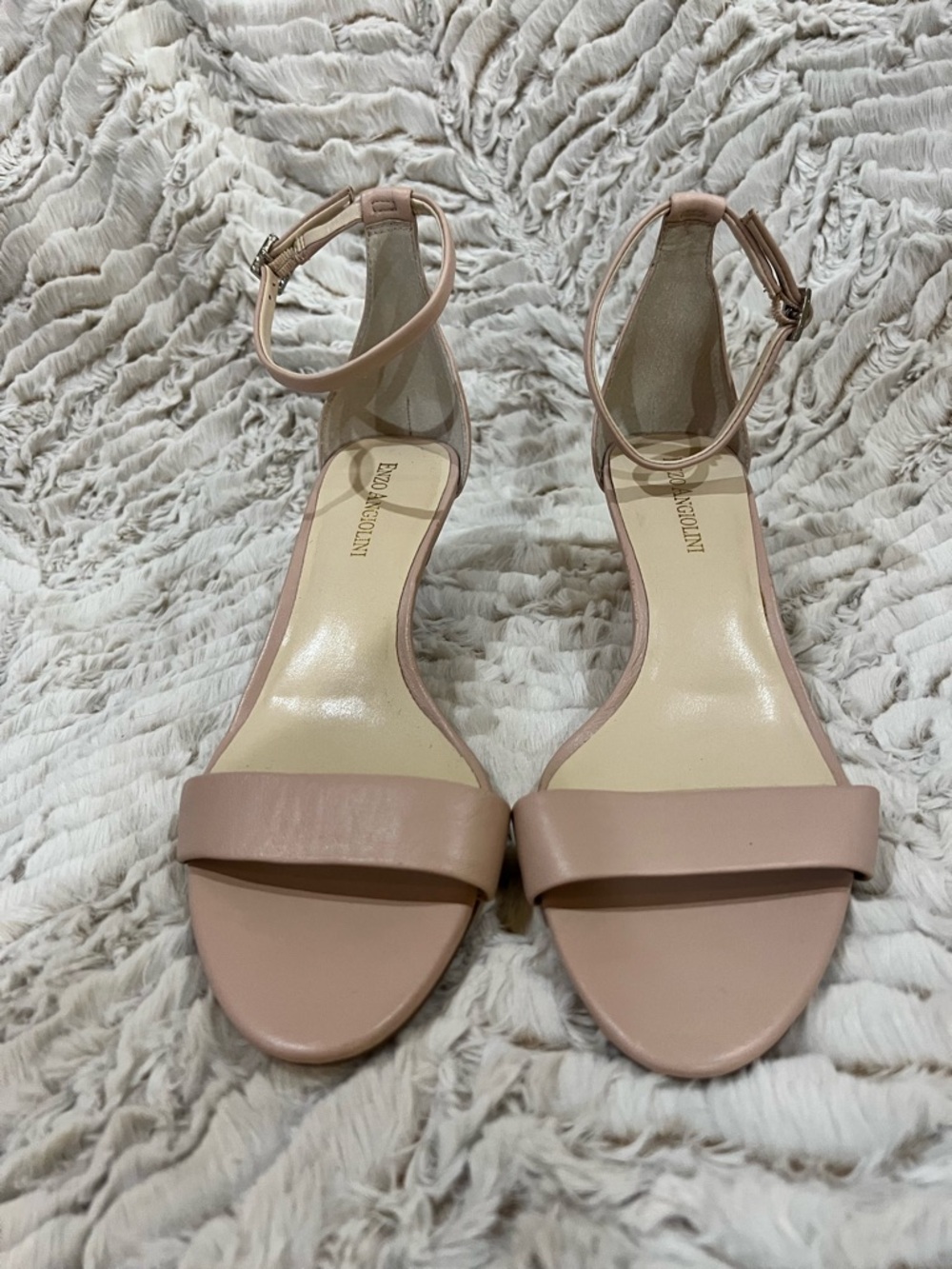 Enzo Angiolini Nude Pink Ankle-Strap Open-Toe Heels